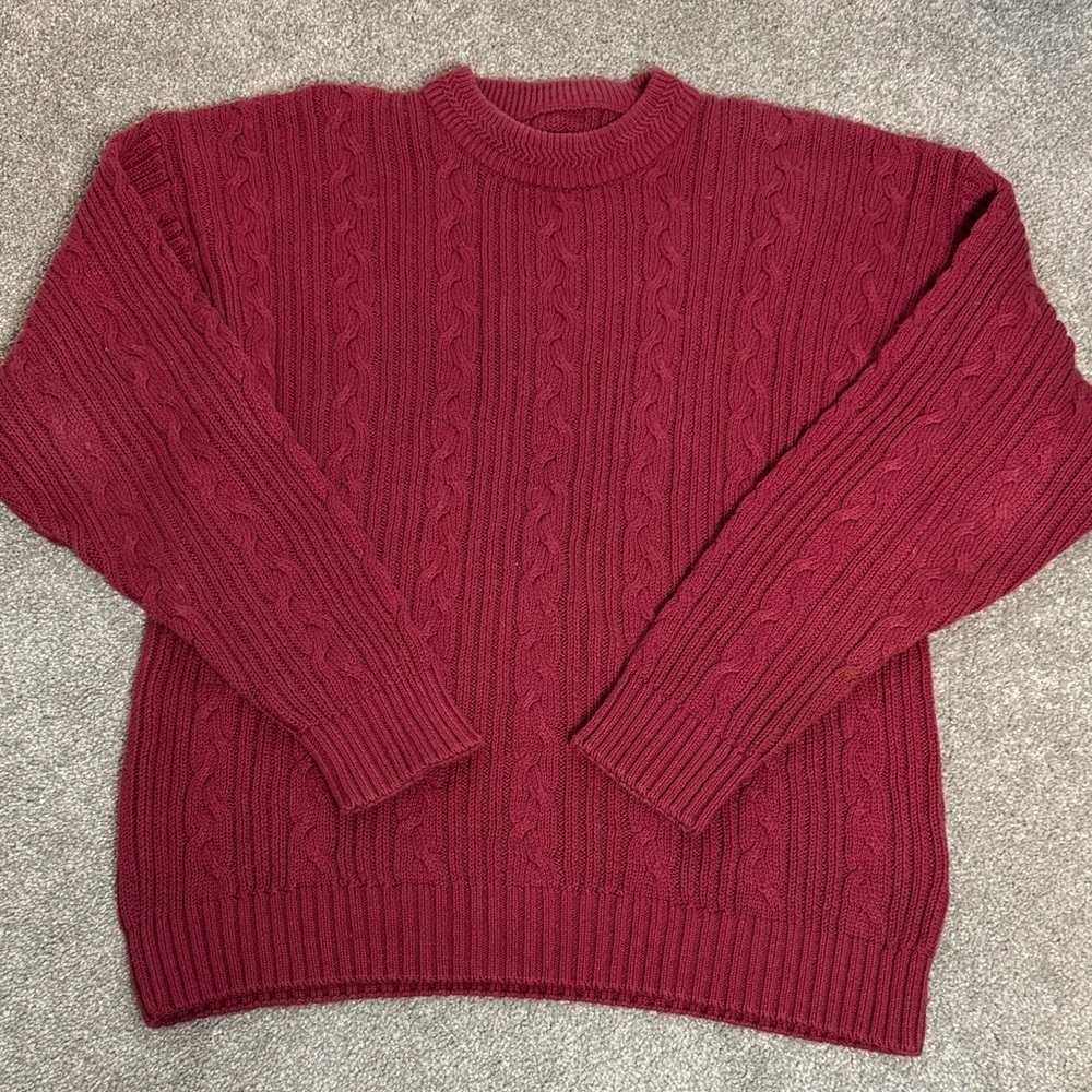 Vintage Eddie Bauer Classic Red Cable Knit Sweater - Picture 1 of 4